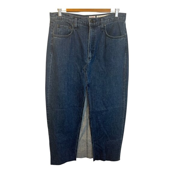 Rag & Bone Avery Maxi Denim Skirt Sz 28 Dark Denim Western Boho Y2K Split Front - Picture 4 of 14